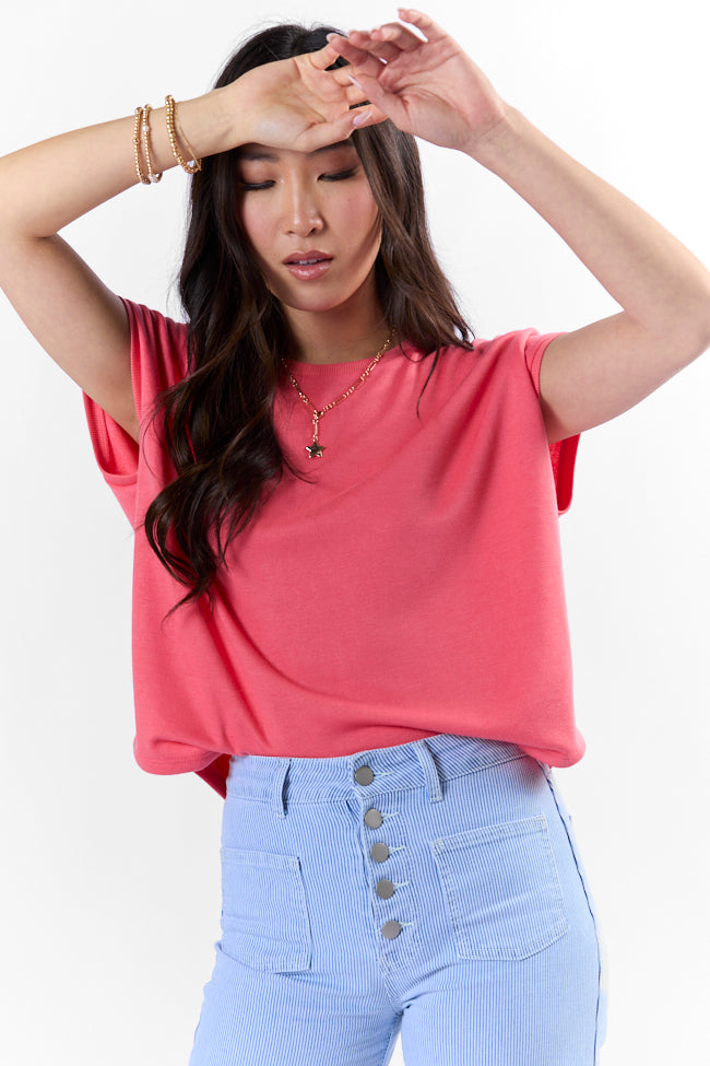 My Type Of Coral Knit Tee FINAL SALE-Sunny Prom