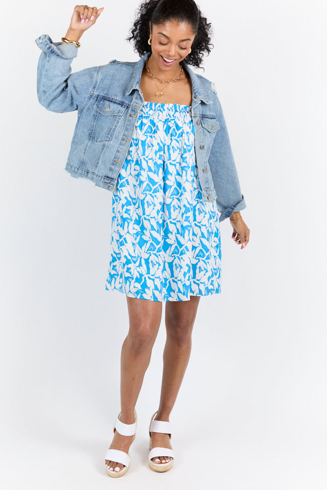 Sparks Fly Blue Printed Shift Dress FINAL SALE-Sunny Prom