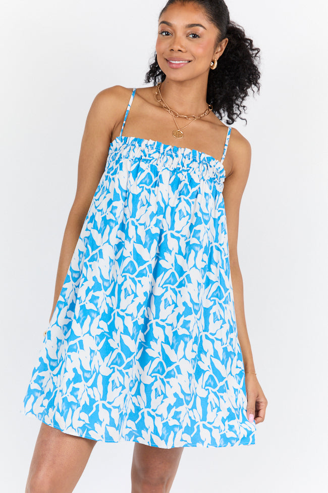 Sparks Fly Blue Printed Shift Dress FINAL SALE-Sunny Prom