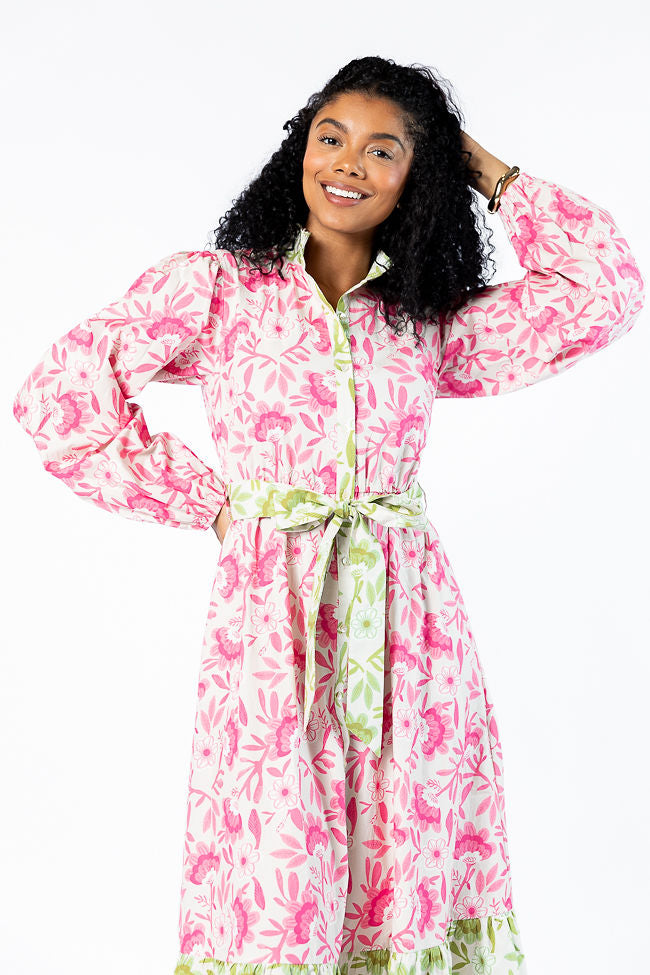 Grow Together Multi Colorblock Floral Midi Dress FINAL SALE-Sunny Prom