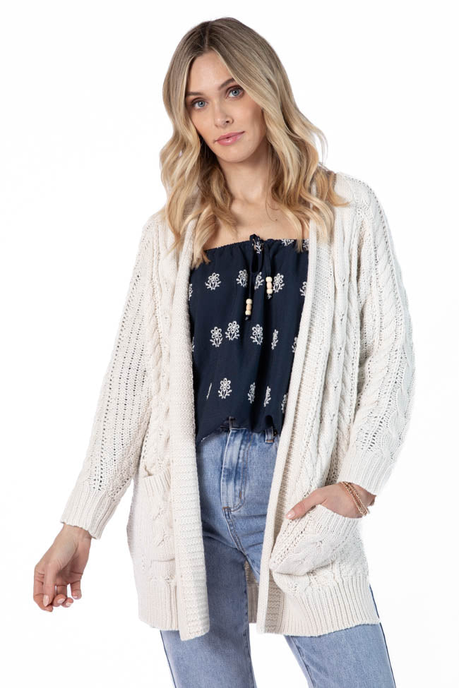 Sweet Nothings Cream Chunky Cable Knit Cardigan FINAL SALE-Sunny Prom