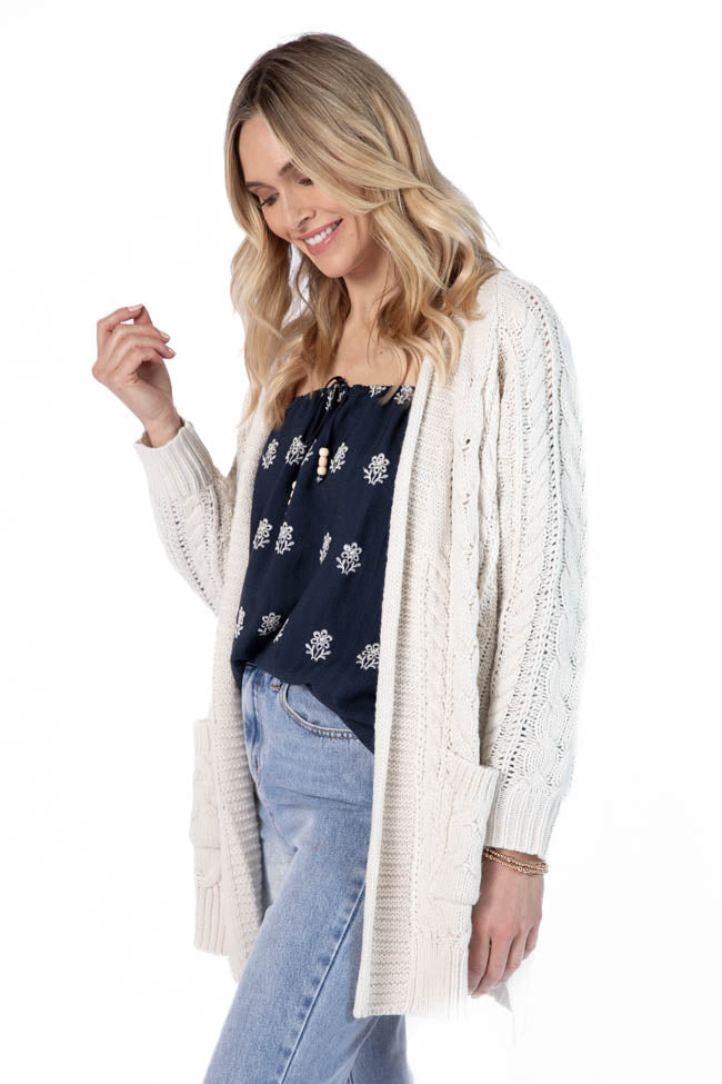 Sweet Nothings Cream Chunky Cable Knit Cardigan FINAL SALE-Sunny Prom