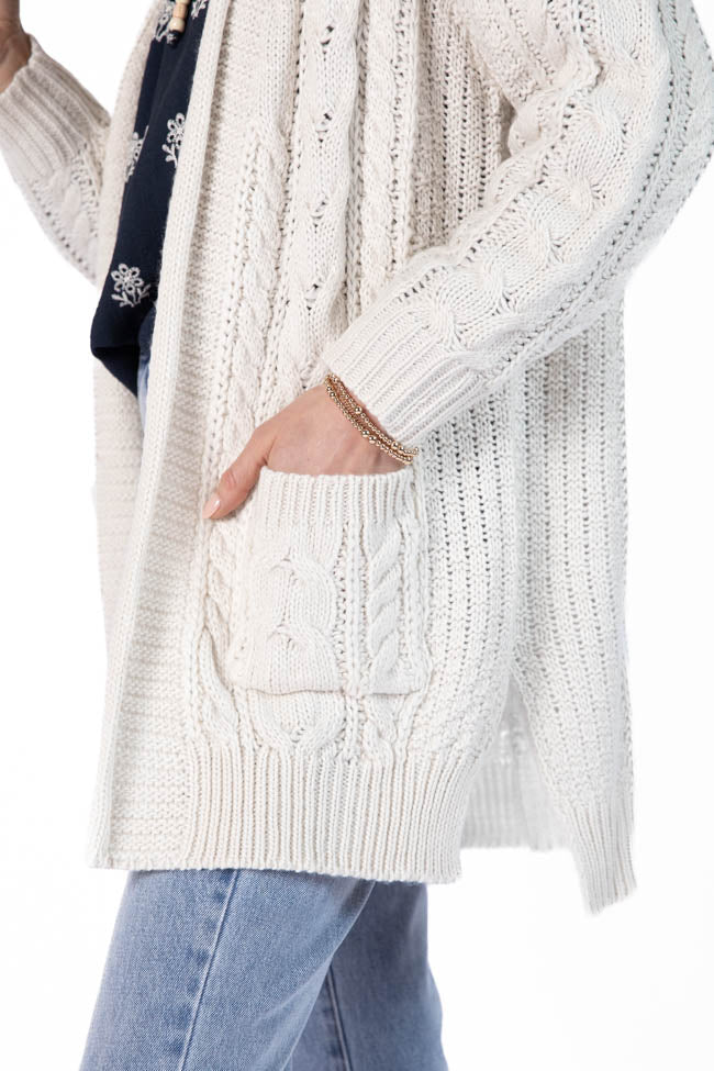 Sweet Nothings Cream Chunky Cable Knit Cardigan FINAL SALE-Sunny Prom