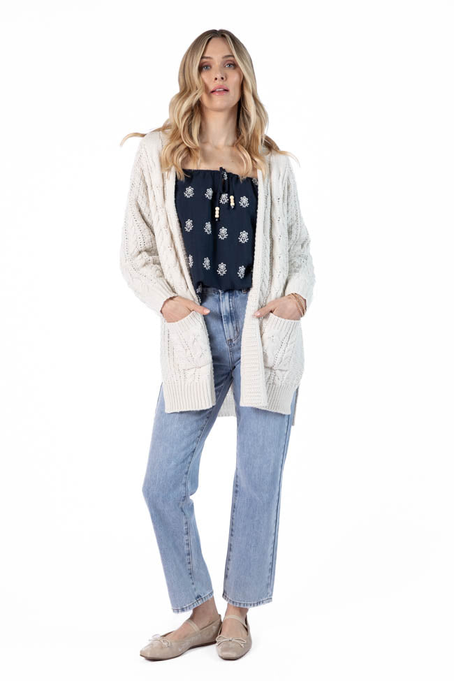Sweet Nothings Cream Chunky Cable Knit Cardigan FINAL SALE-Sunny Prom