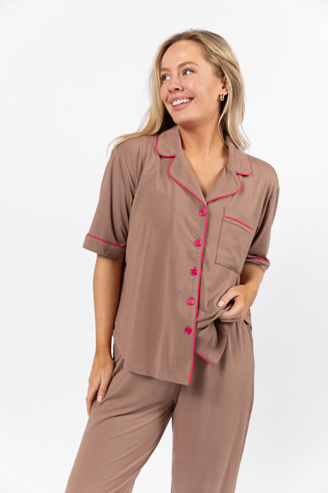 Good To Get Away Brown Pajama Set FINAL SALE-Sunny Prom