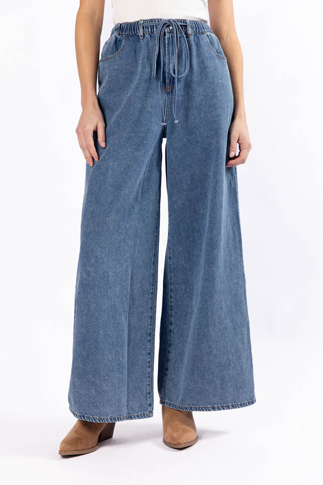 Callahan Drawstring Waist Loose Chambray Pants FINAL SALE-Sunny Prom