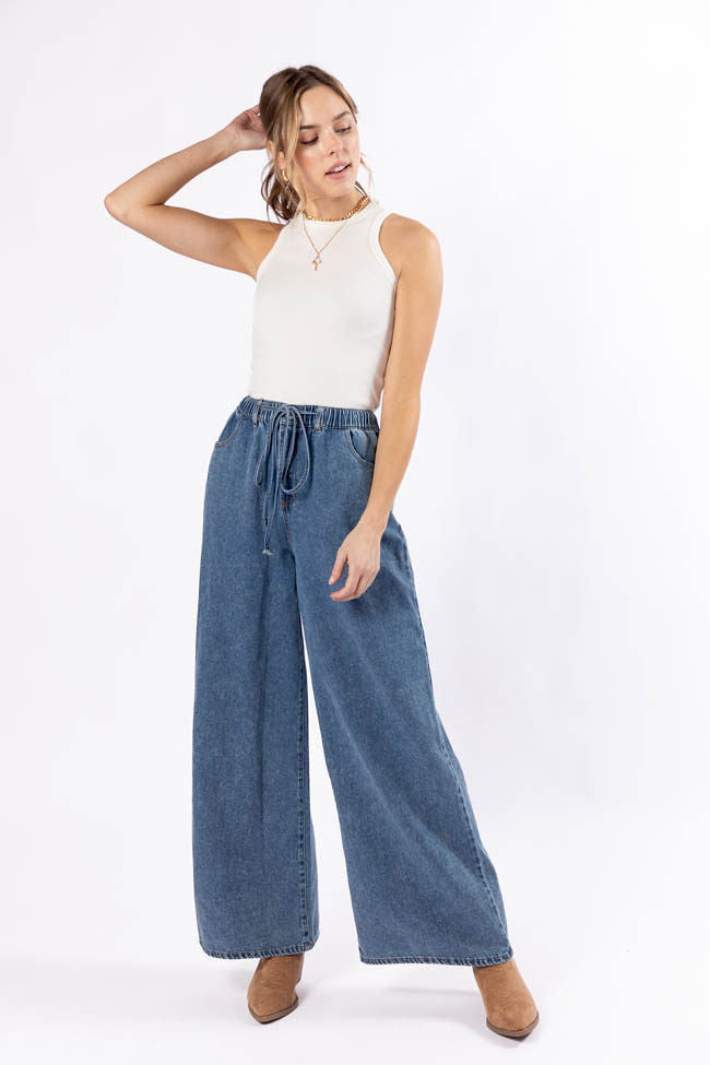Callahan Drawstring Waist Loose Chambray Pants FINAL SALE-Sunny Prom