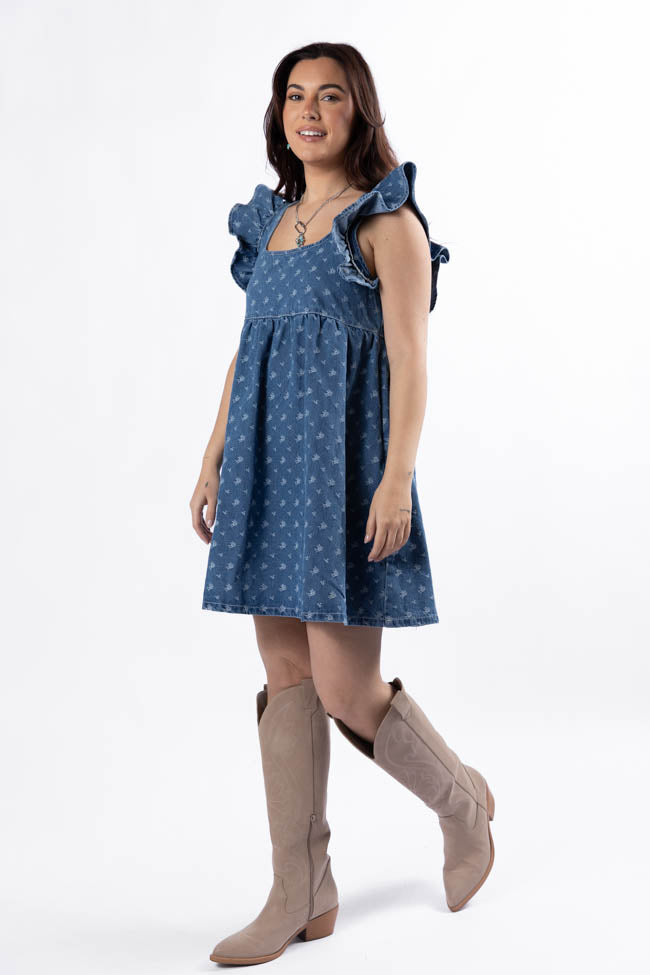 Back Home Burnout Detail Denim Babydoll Dress SALE-Sunny Prom