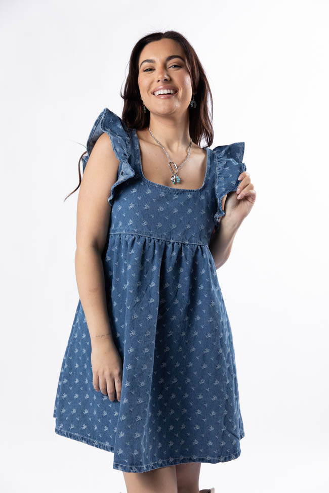 Back Home Burnout Detail Denim Babydoll Dress SALE-Sunny Prom