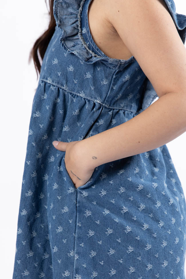 Back Home Burnout Detail Denim Babydoll Dress SALE-Sunny Prom