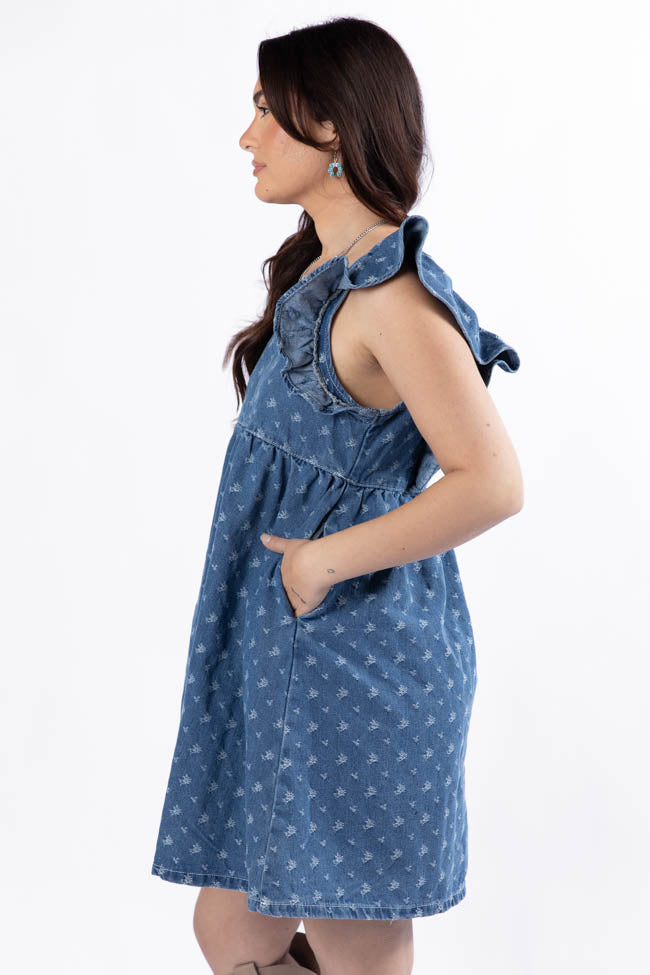 Back Home Burnout Detail Denim Babydoll Dress SALE-Sunny Prom