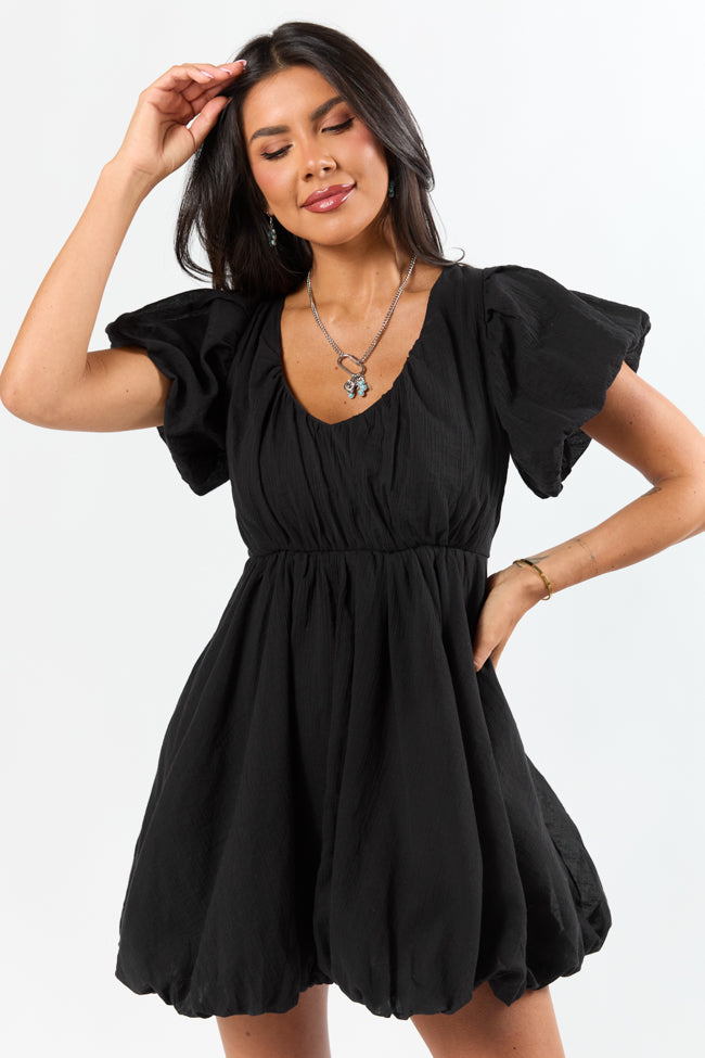 Almost Daylight Black Bubble Hem Mini Dress SALE-Sunny Prom