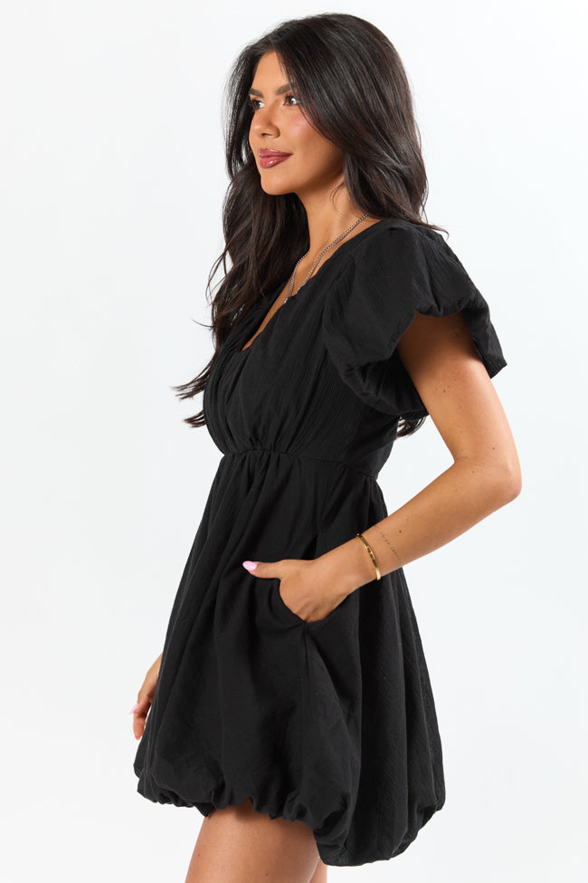 Almost Daylight Black Bubble Hem Mini Dress SALE-Sunny Prom