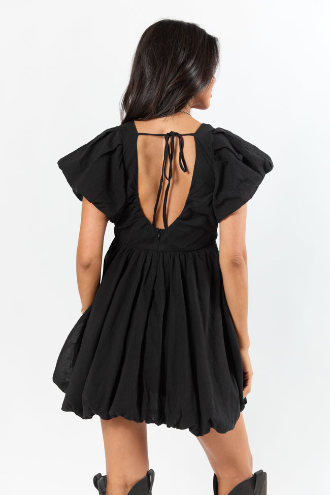 Almost Daylight Black Bubble Hem Mini Dress SALE-Sunny Prom