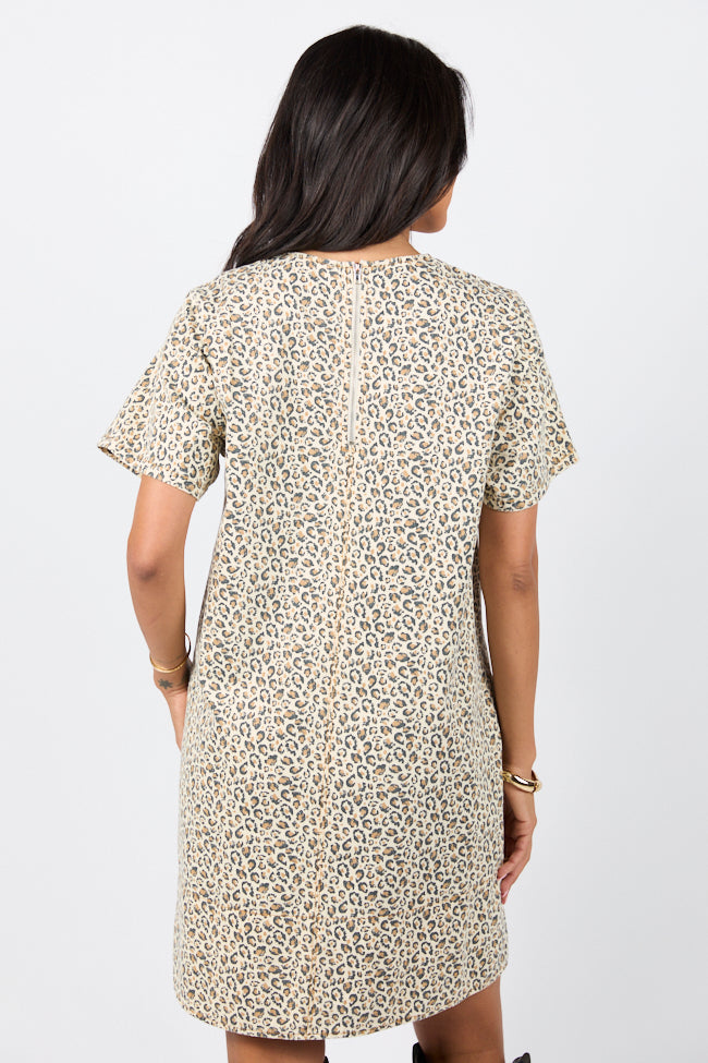 Wild Nights Taupe Leopard Print Shift Dress SALE-Sunny Prom