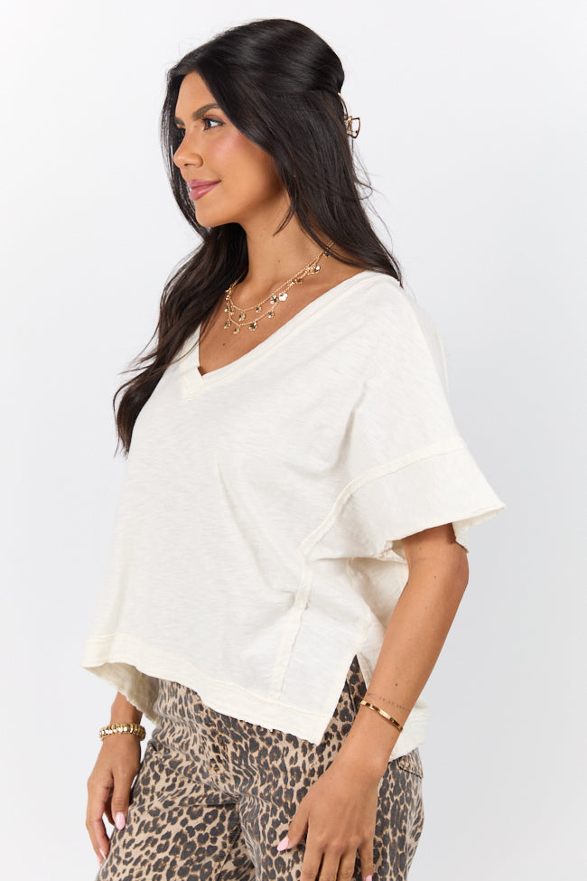 Rooted Essential Cream V-Neck Tee-Sunny Prom