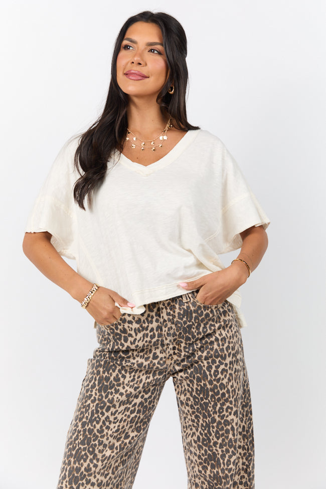 Rooted Essential Cream V-Neck Tee-Sunny Prom