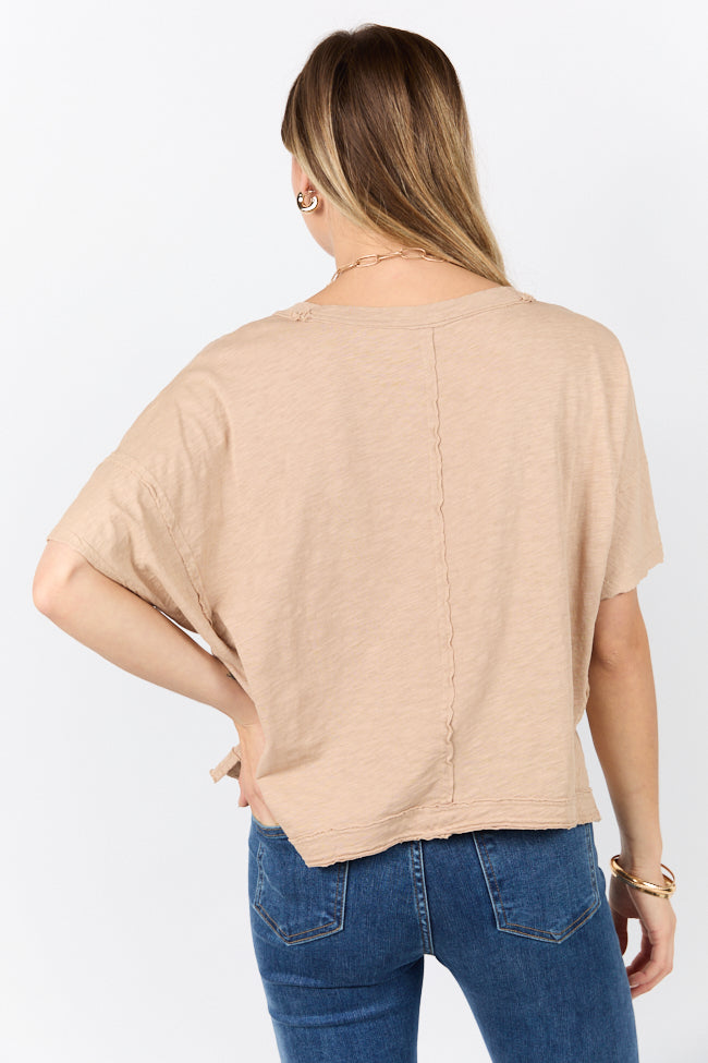 Rooted Essential Taupe V-Neck Tee FINAL SALE-Sunny Prom