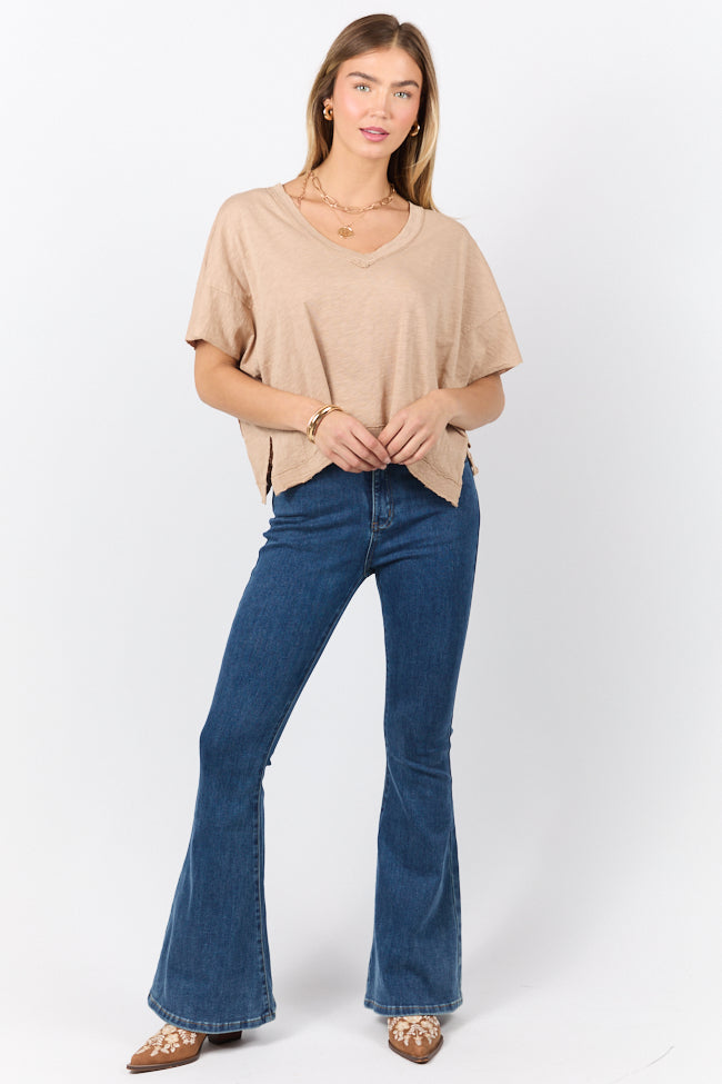 Rooted Essential Taupe V-Neck Tee FINAL SALE-Sunny Prom