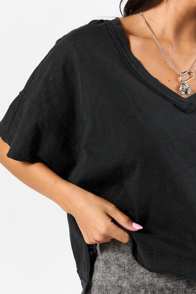 Rooted Essential Black V-Neck Tee-Sunny Prom
