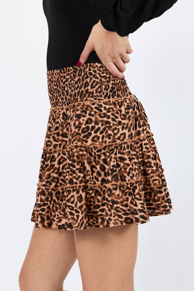 Through The Garden Brown Leopard Mini Skort SALE-Sunny Prom