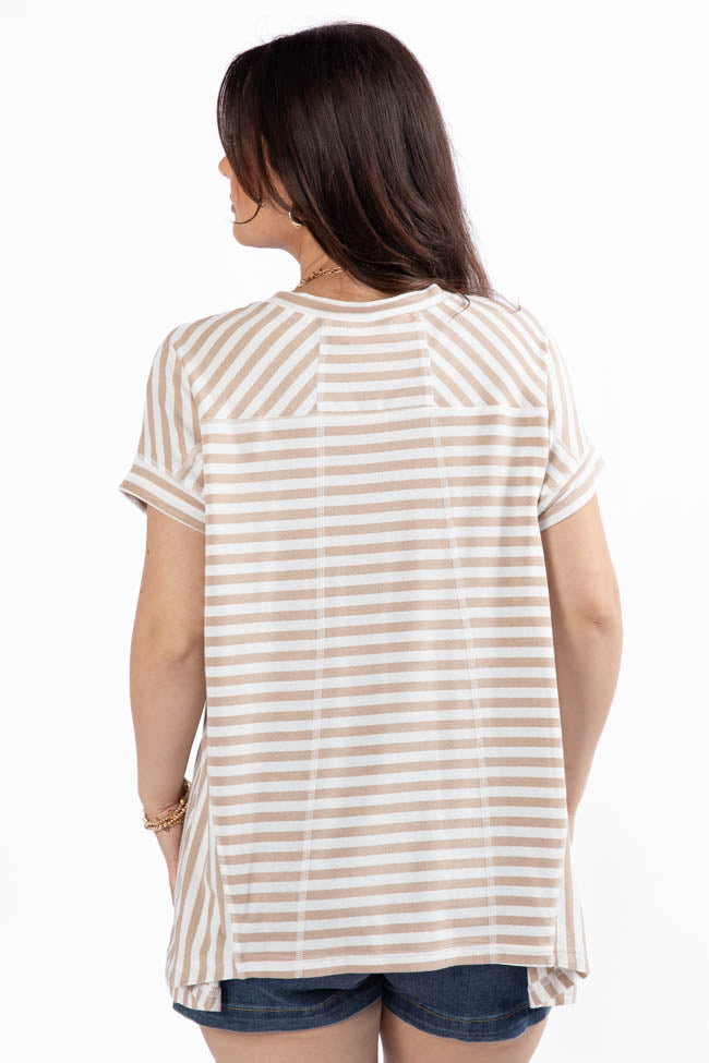 Had It All Beige and Ivory Oversized Stripe Tee-Sunny Prom