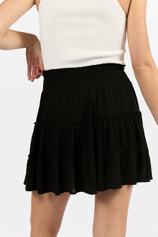 Through The Garden Black Longer Length Solid Mini Skort SALE-Sunny Prom