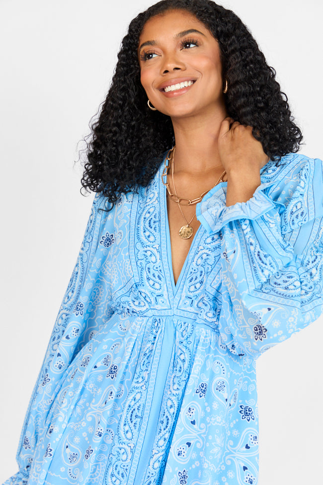 It's On Me Blue Bandana Print Maxi Dress FINAL SALE-Sunny Prom