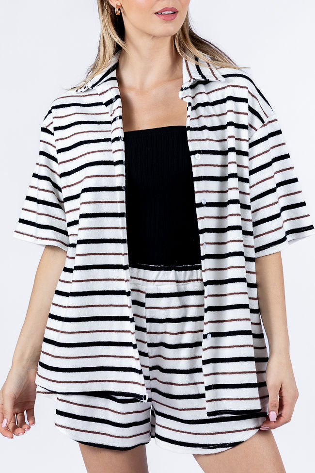 Backyard Hangout Neutral Striped Terrycloth Set FINAL SALE-Sunny Prom