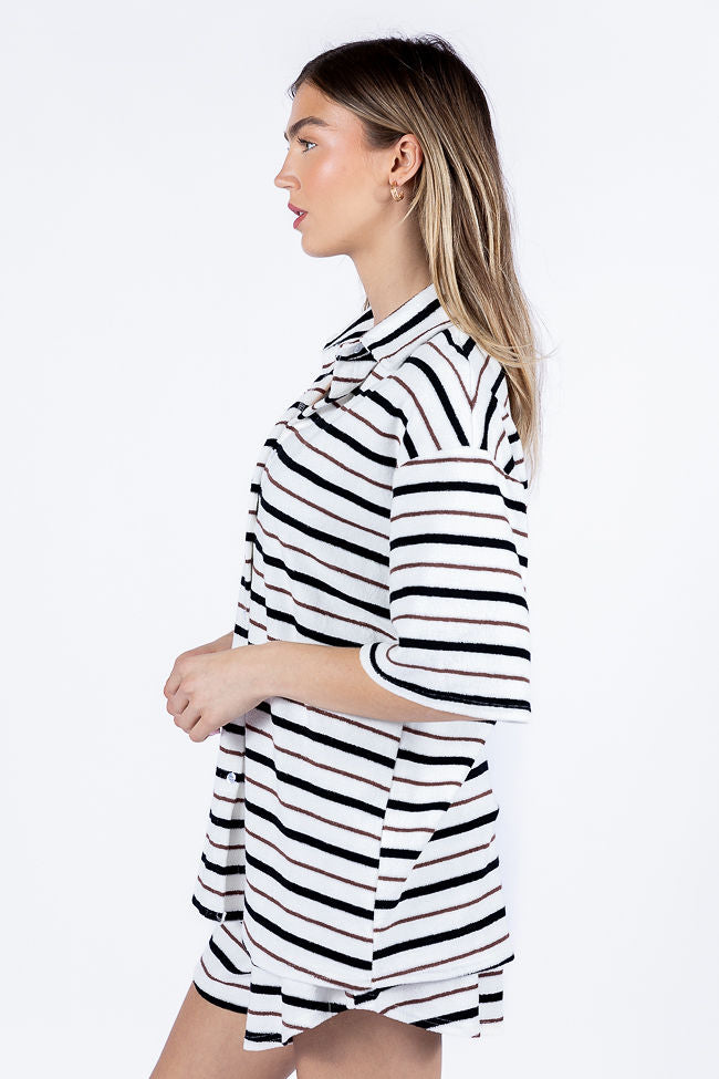 Backyard Hangout Neutral Striped Terrycloth Set FINAL SALE-Sunny Prom