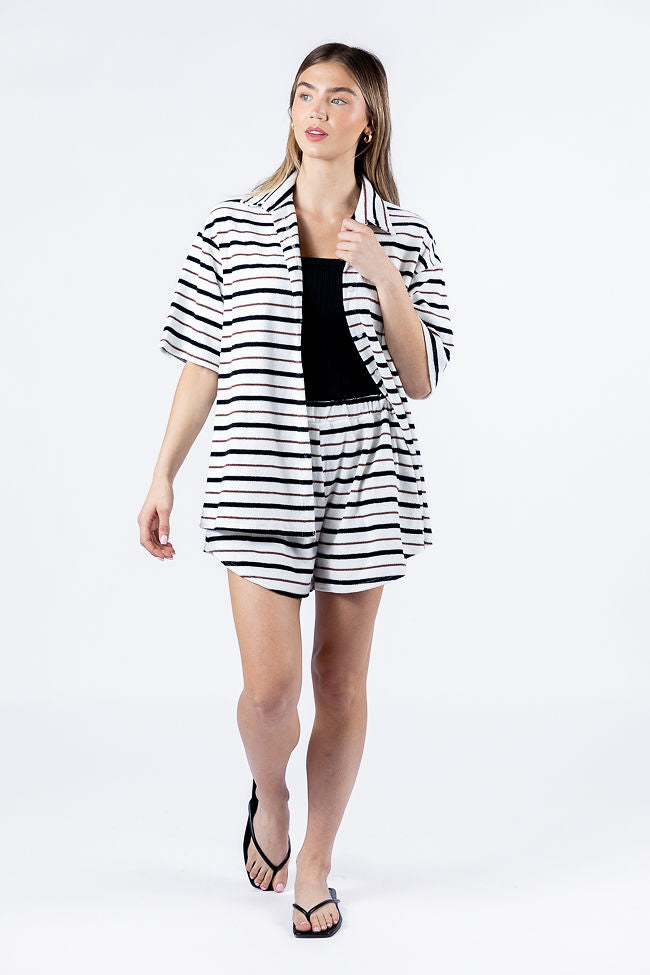 Backyard Hangout Neutral Striped Terrycloth Set FINAL SALE-Sunny Prom