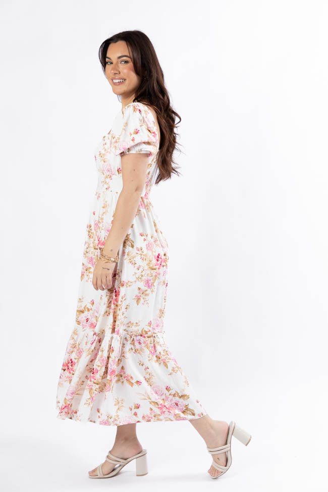 Small Town Smoke Show Pink Multi Floral Midi Dress FINAL SALE-Sunny Prom