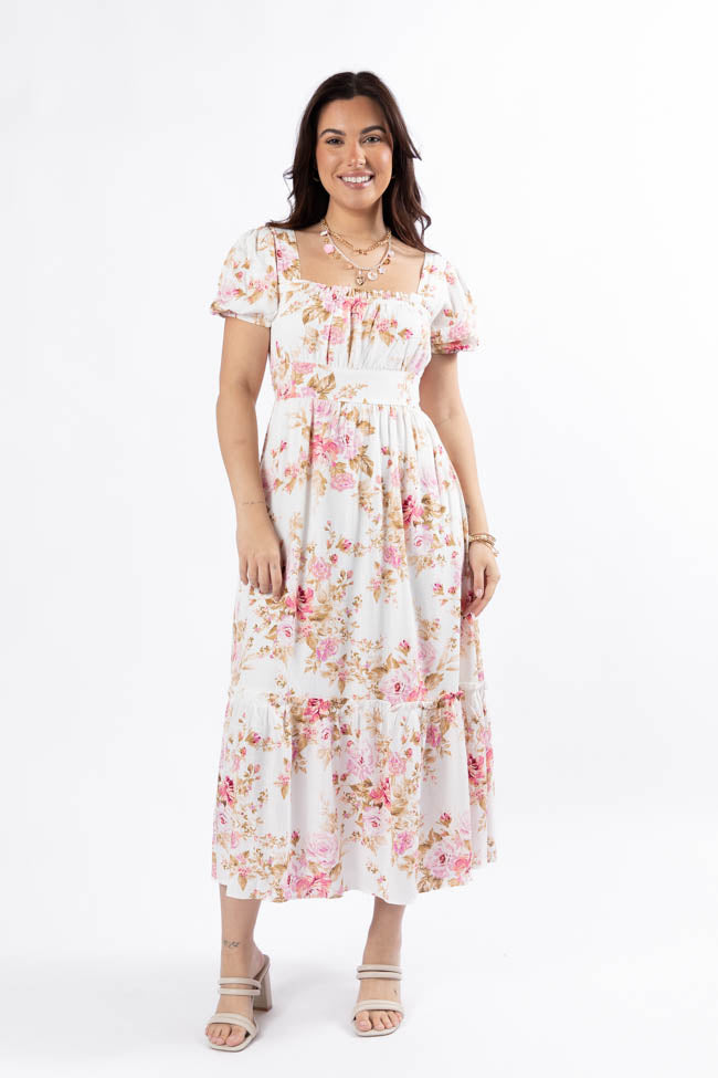 Small Town Smoke Show Pink Multi Floral Midi Dress FINAL SALE-Sunny Prom