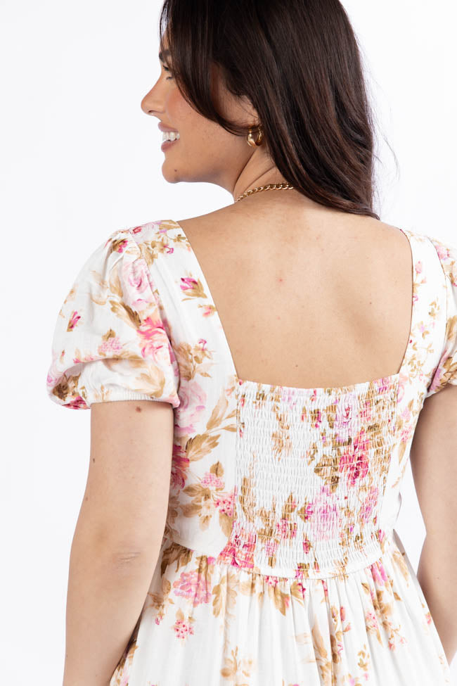 Small Town Smoke Show Pink Multi Floral Midi Dress FINAL SALE-Sunny Prom
