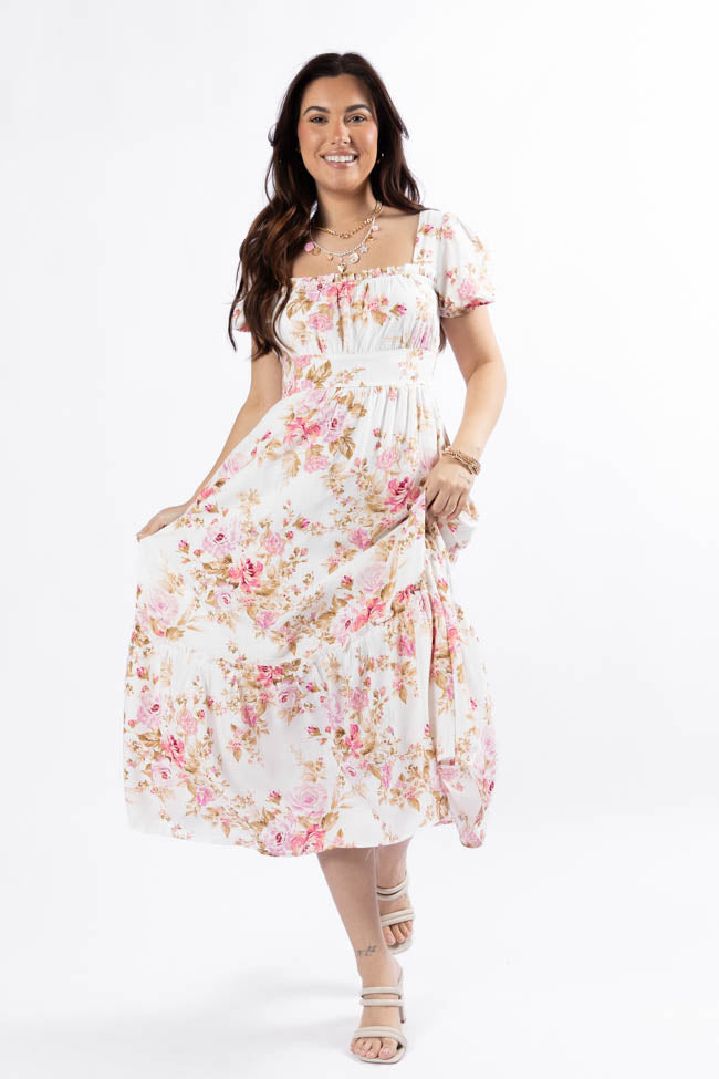 Small Town Smoke Show Pink Multi Floral Midi Dress FINAL SALE-Sunny Prom