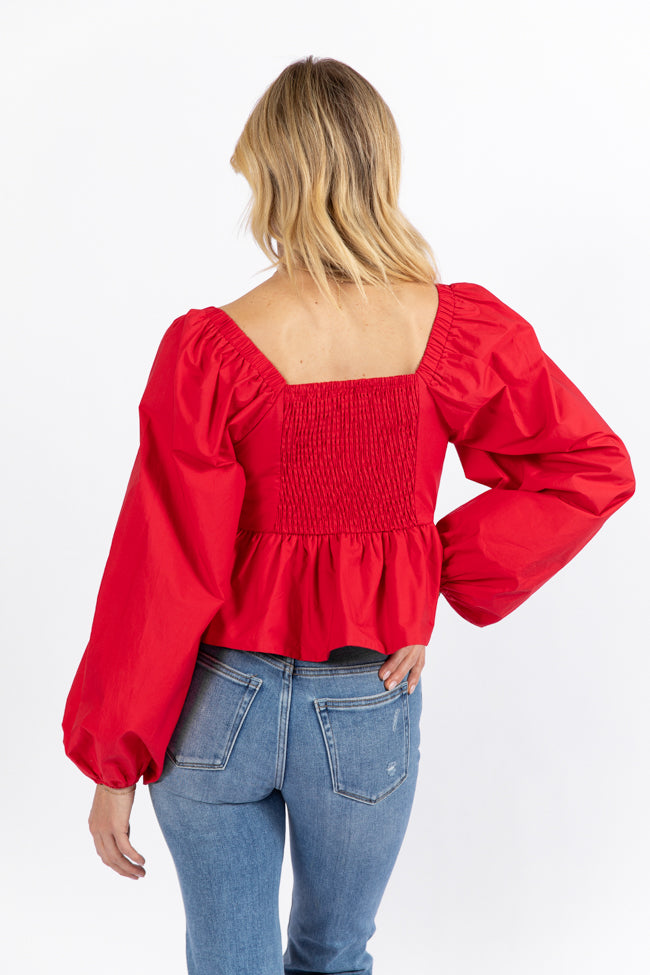 I Heart You Red Heart Shape Woven Blouse FINAL SALE-Sunny Prom