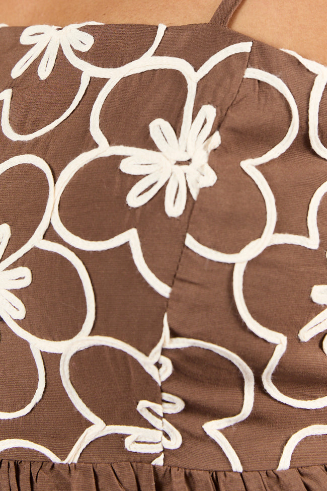 Blooming Confidence Brown Embroidered Floral Dress FINAL SALE-Sunny Prom