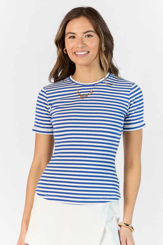 In Reach Navy Ribbed Knit Stripe Tee FINAL SALE-Sunny Prom