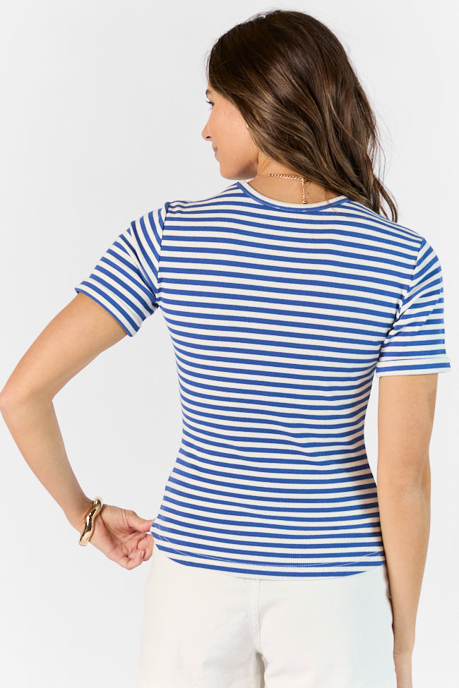 In Reach Navy Ribbed Knit Stripe Tee FINAL SALE-Sunny Prom