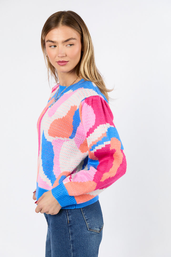 On My Side Blue Multi Color Sweater FINAL SALE-Sunny Prom