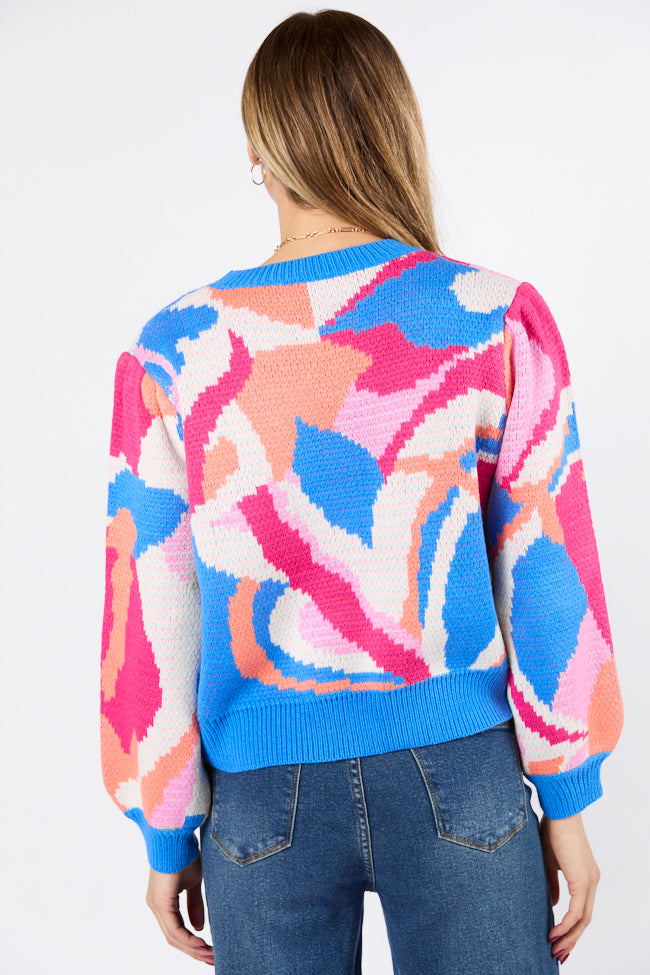 On My Side Blue Multi Color Sweater FINAL SALE-Sunny Prom
