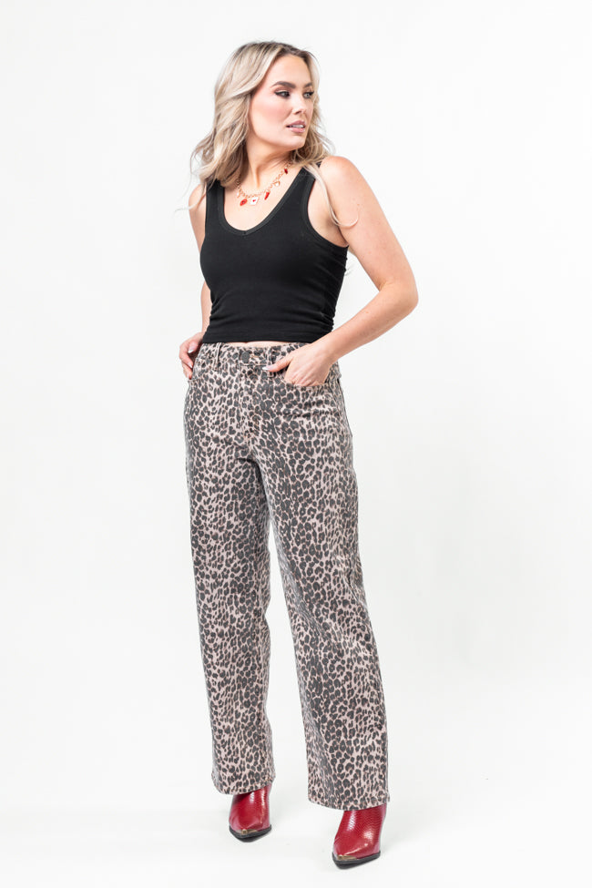 Primal Instincts Wide Leg Leopard Jeans-Sunny Prom