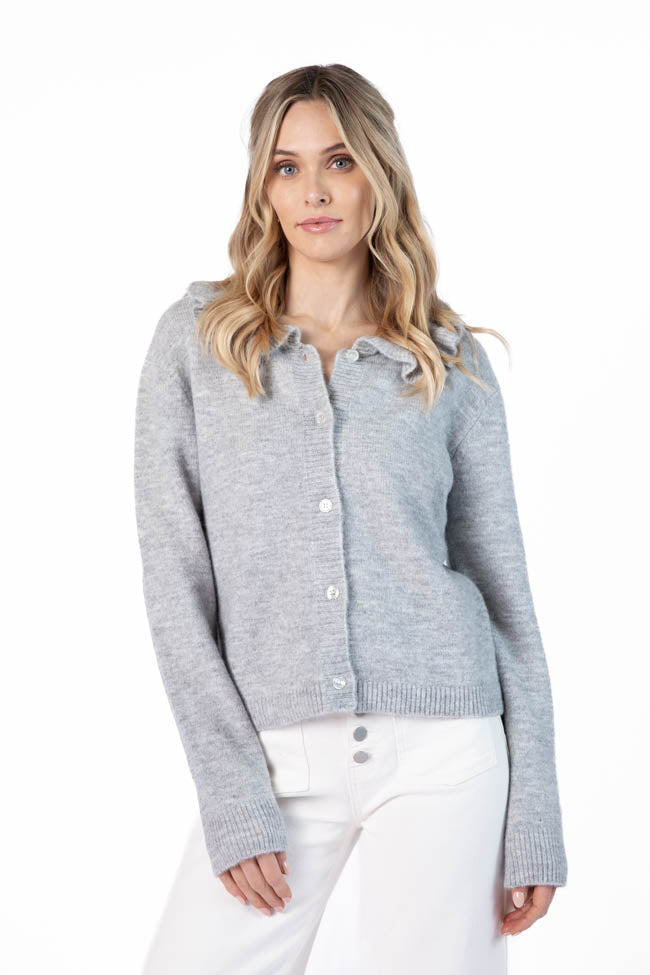 Just A Feeling Grey Collared Cardigan FINAL SALE-Sunny Prom