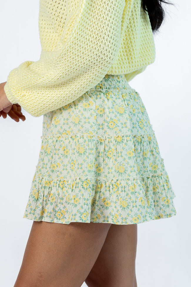 Through The Garden Ivory and Yellow Mini Skort SALE-Sunny Prom