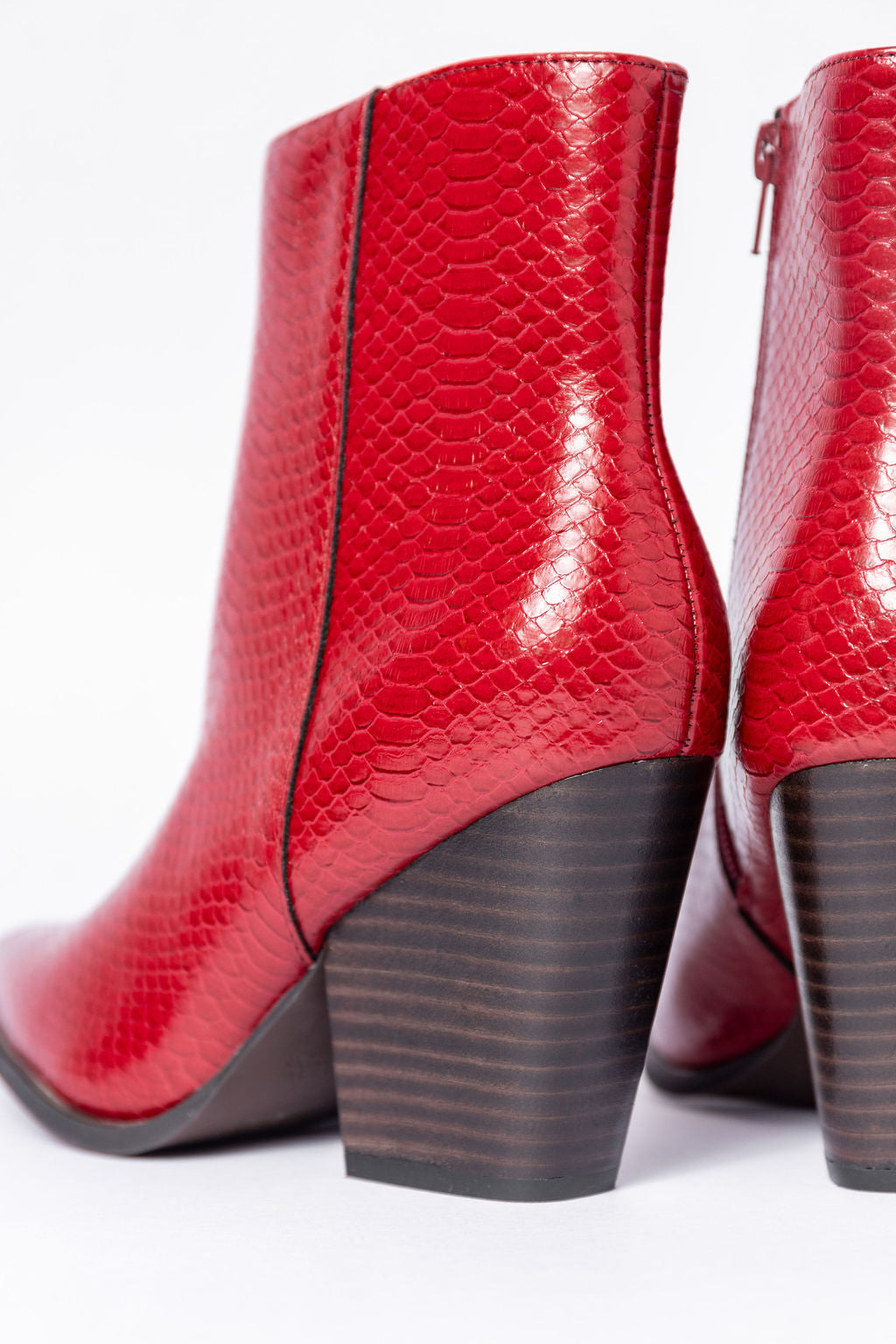 Jessie Red Snakeskin Pointed Toe Booties SALE-Sunny Prom