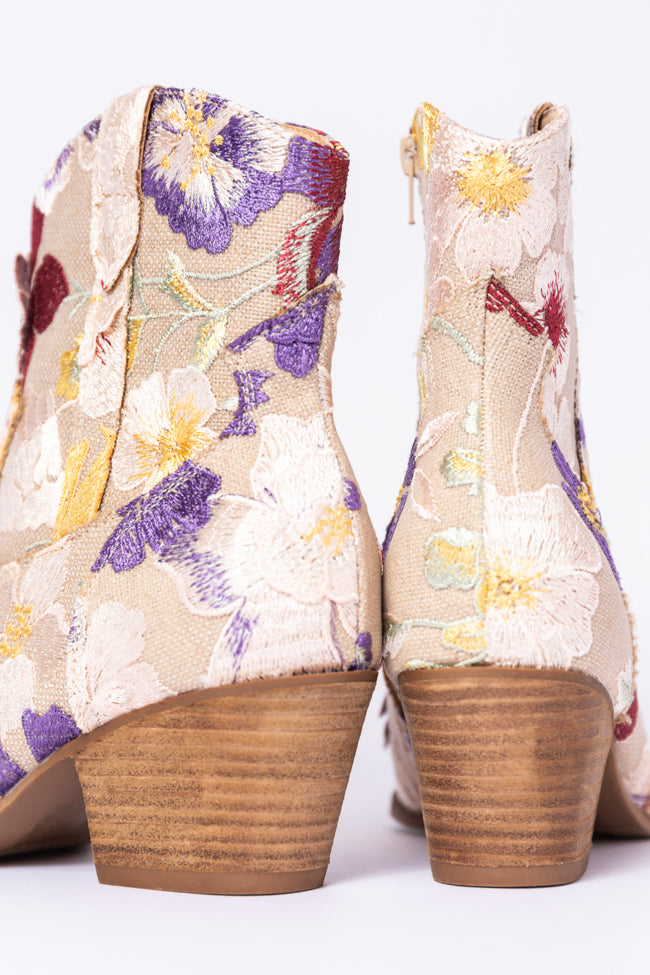 Gemma Floral Pointed Toe Booties SALE-Sunny Prom