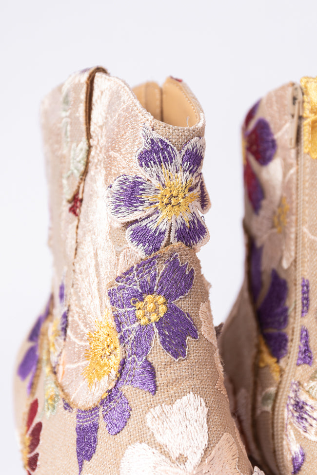 Gemma Floral Pointed Toe Booties SALE-Sunny Prom