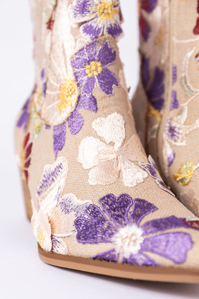 Gemma Floral Pointed Toe Booties SALE-Sunny Prom