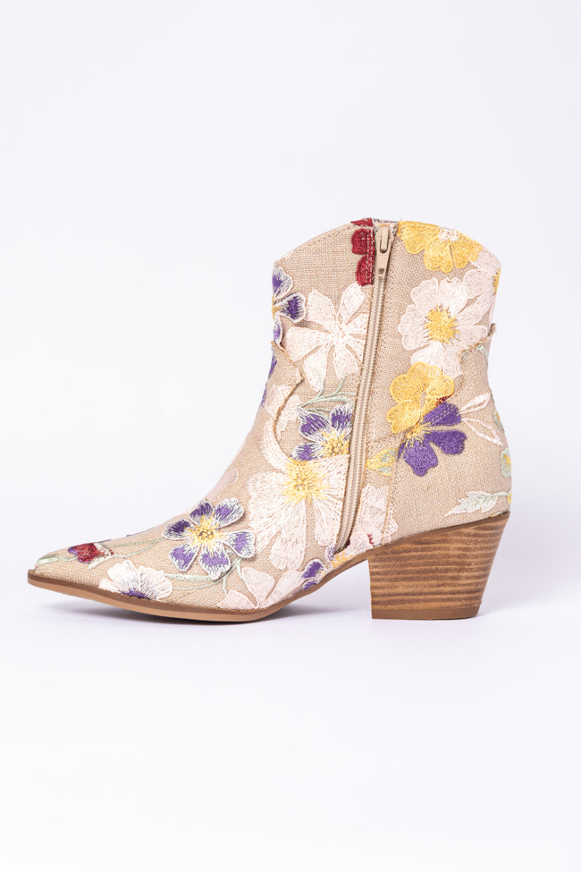 Gemma Floral Pointed Toe Booties SALE-Sunny Prom