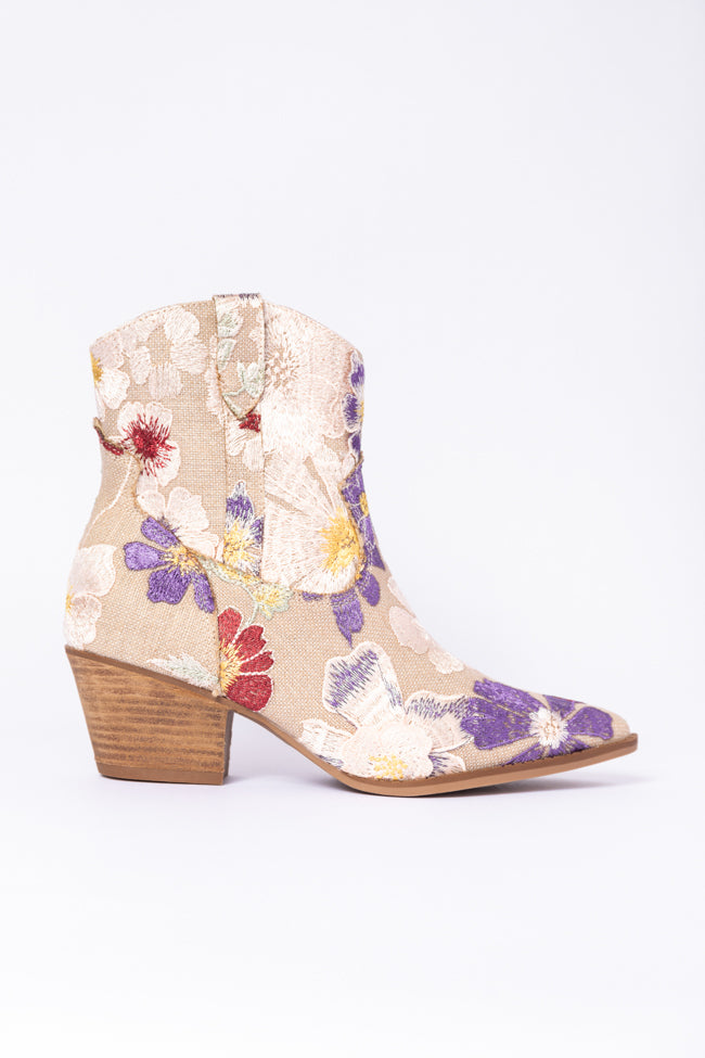 Gemma Floral Pointed Toe Booties SALE-Sunny Prom